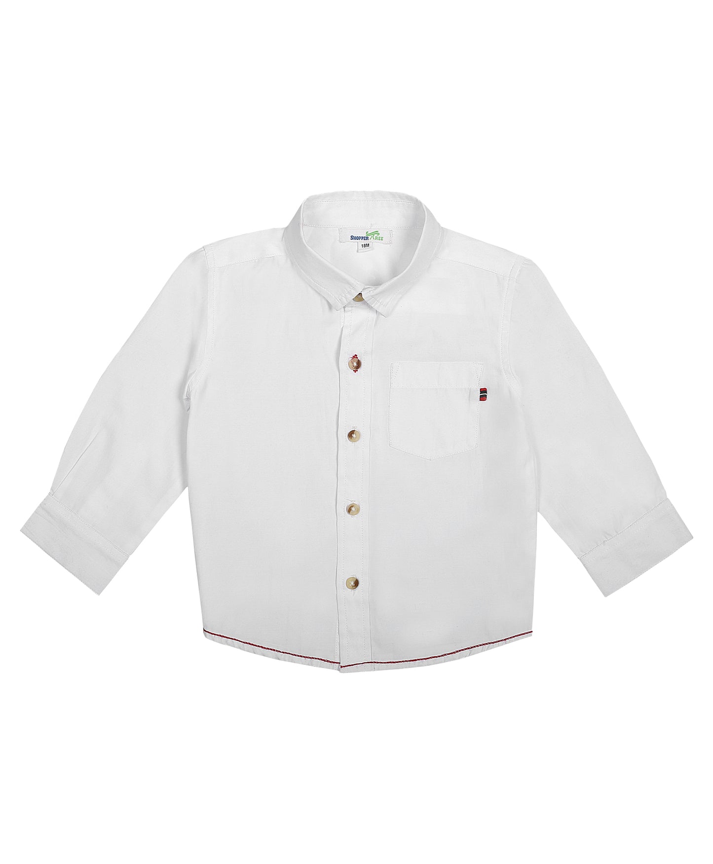 White Shirt with Contrast Buttons.