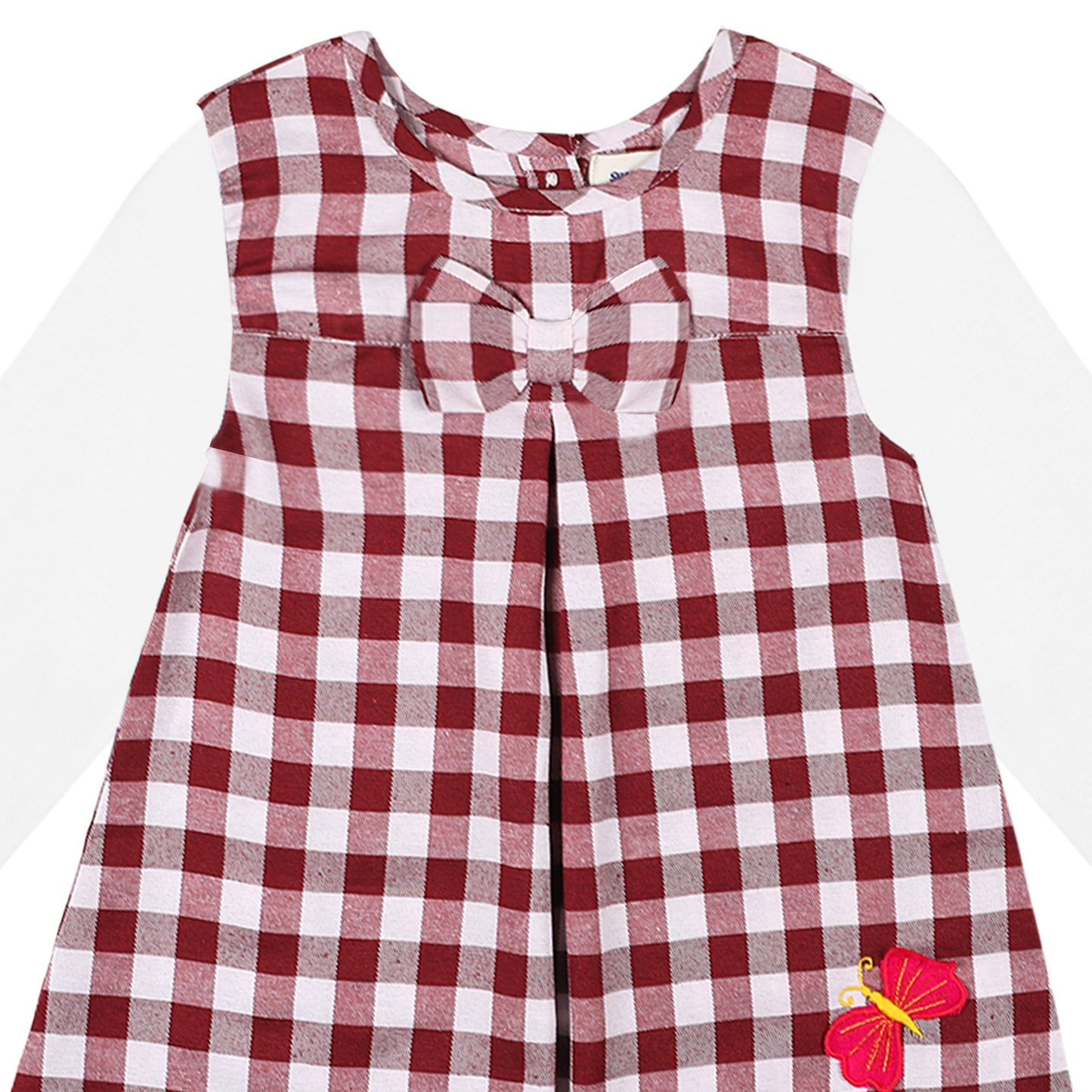 Shoppertree Checkered Maroon Cotton A-line Dress