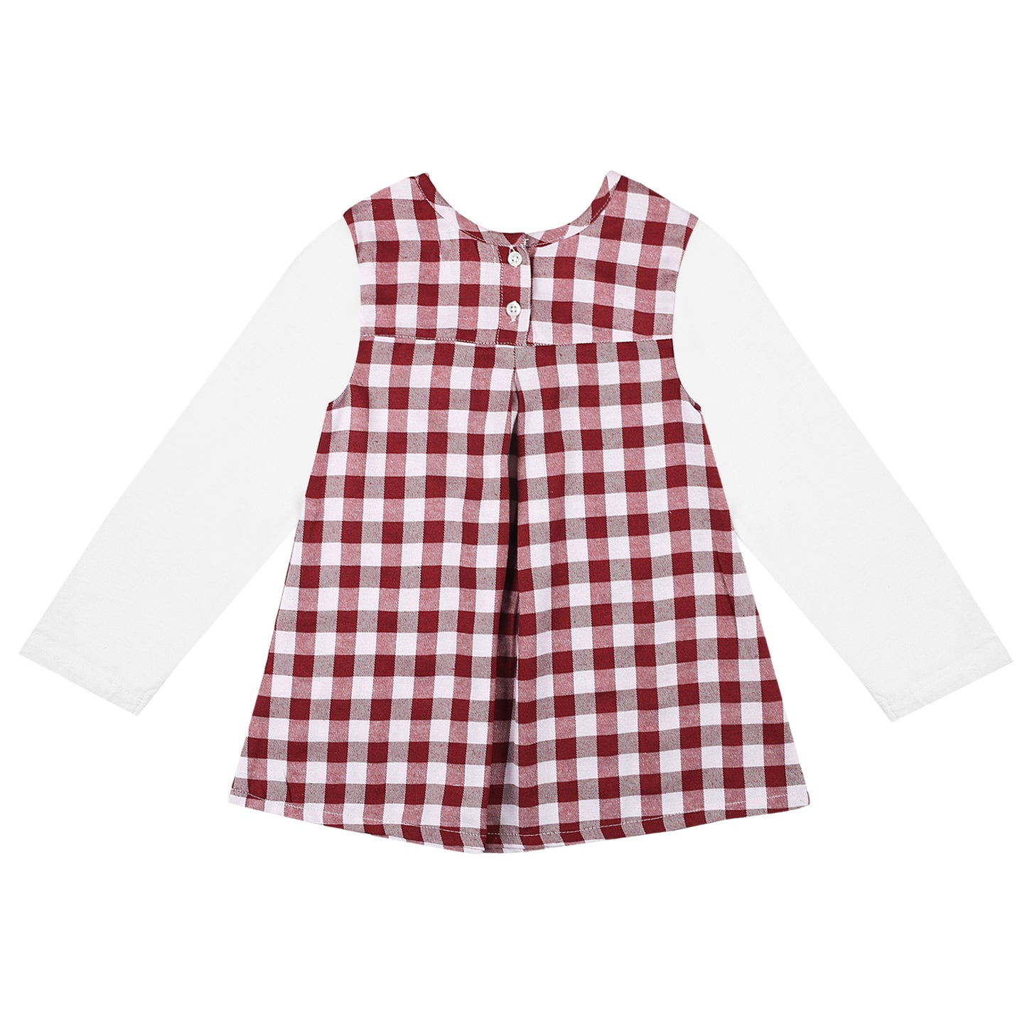 Shoppertree Checkered Maroon Cotton A-line Dress