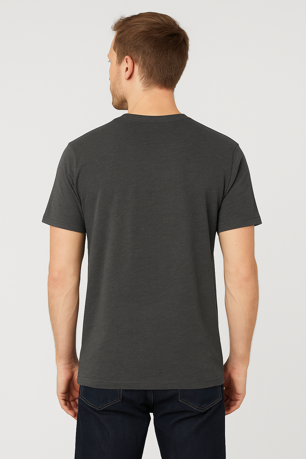 Grey cotton hosiery printed Round Neck T-shirt