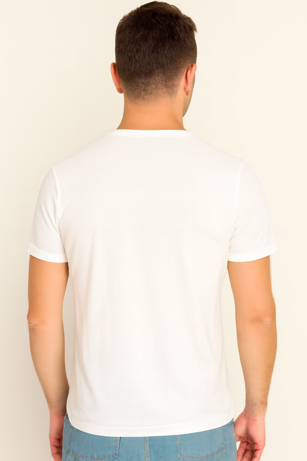 White Cotton Hosiery Round Neck T-shirt