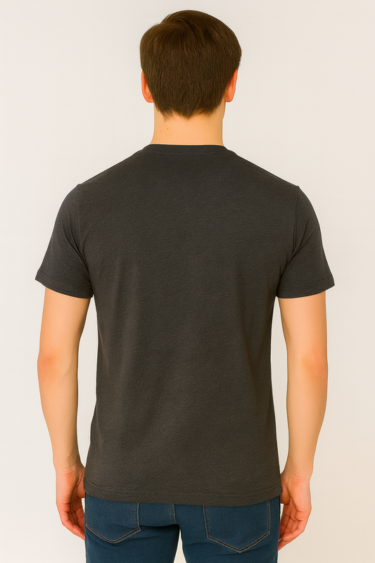 Charcoal Grey Cotton Hosiery Round Neck T-shirt
