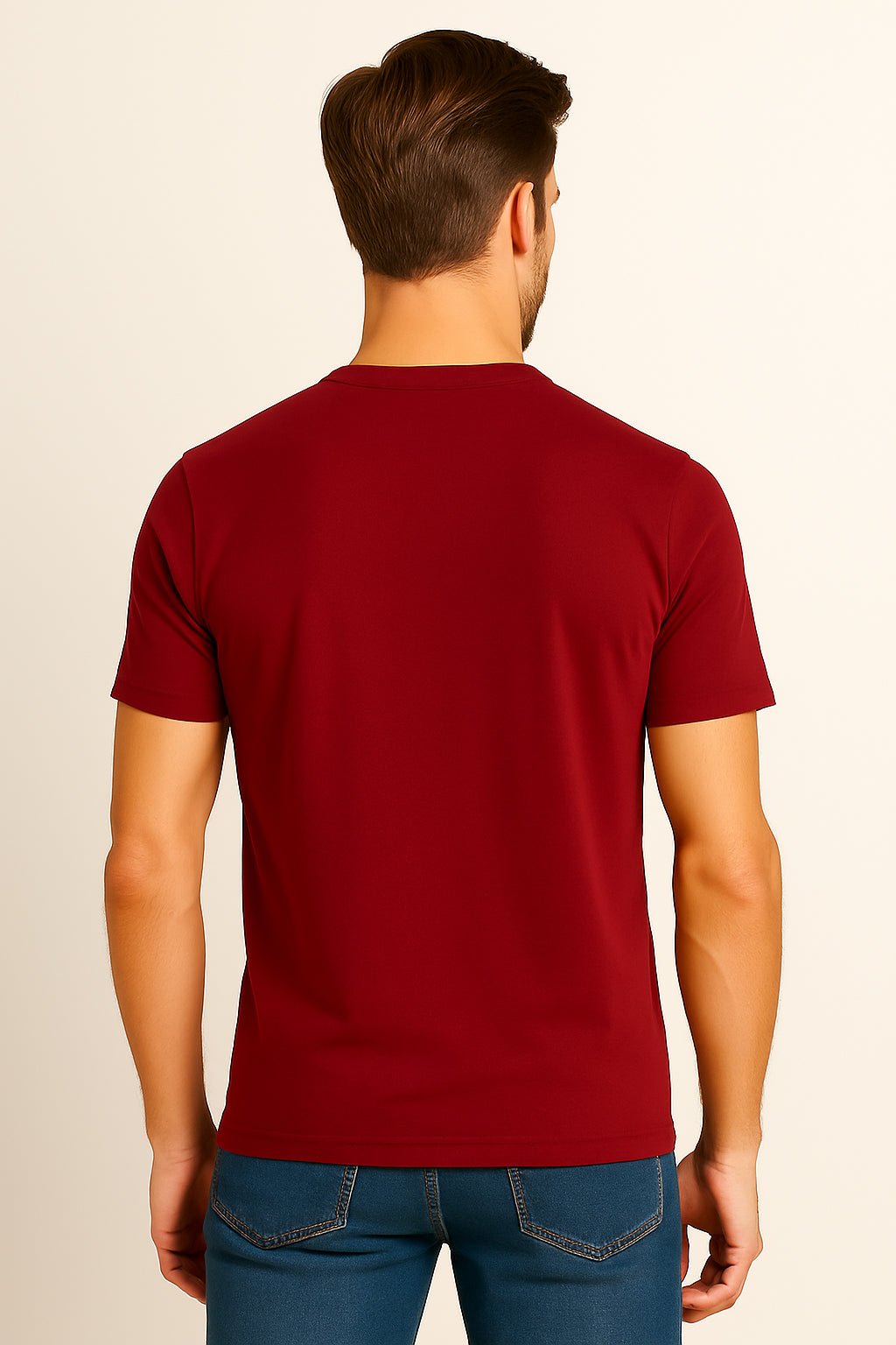 Maroon Cotton Hosiery Round Neck T-shirt