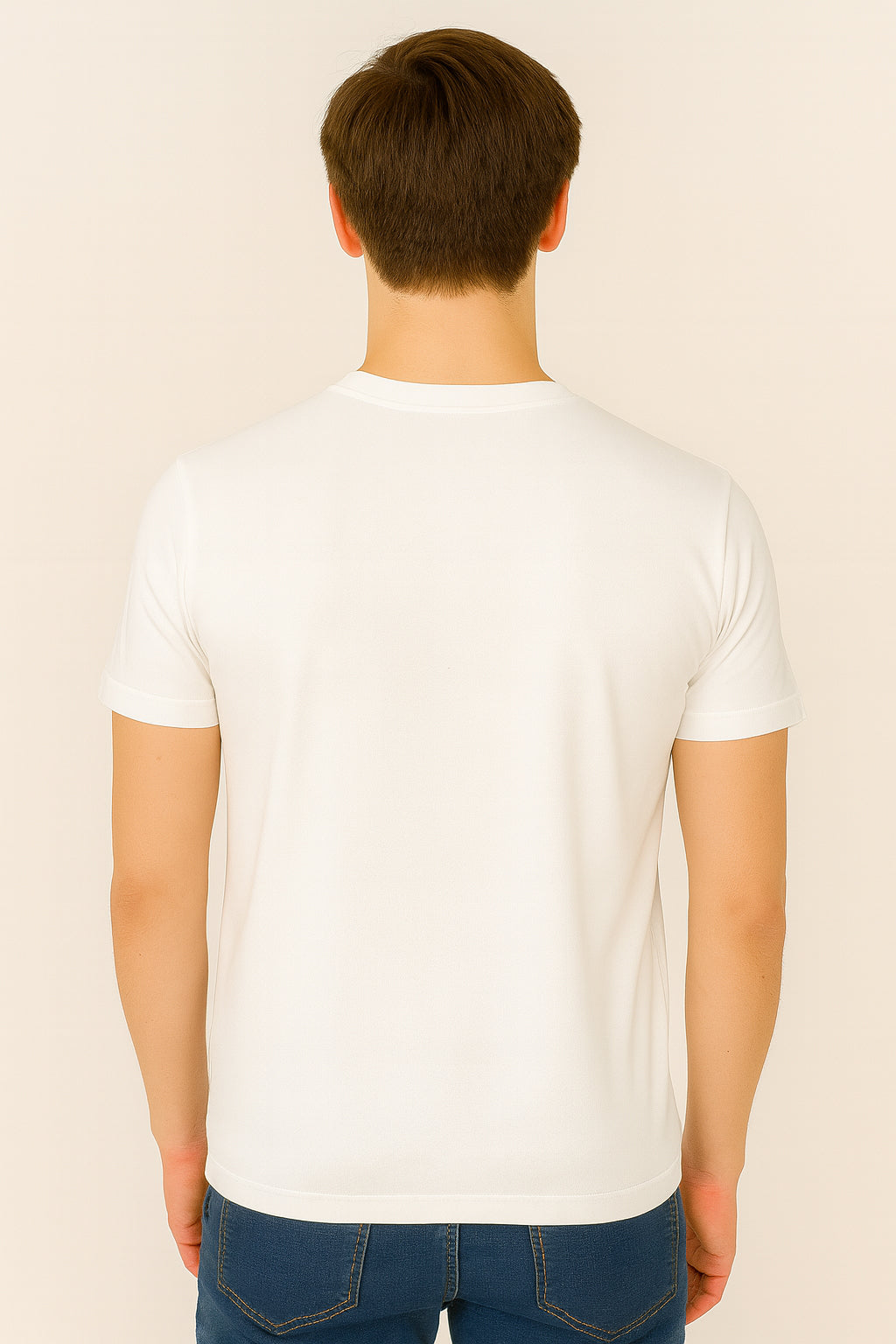 White Cotton Hosiery Round Neck T-shirt