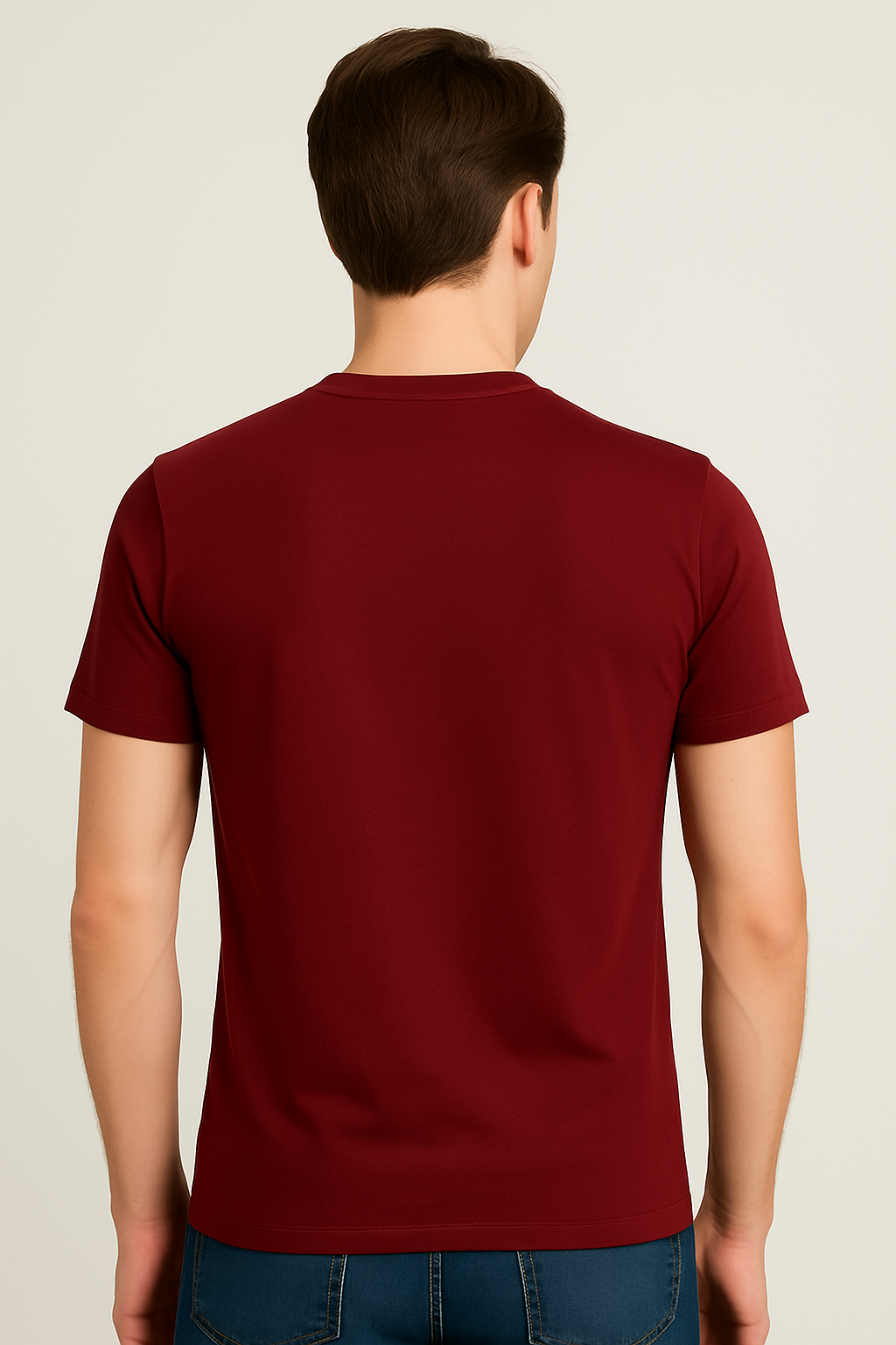 Maroon cotton matty printed Round Neck T-shirt