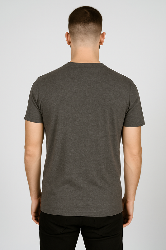 Charcoal grey Cotton Hosiery Round Neck T-shirt