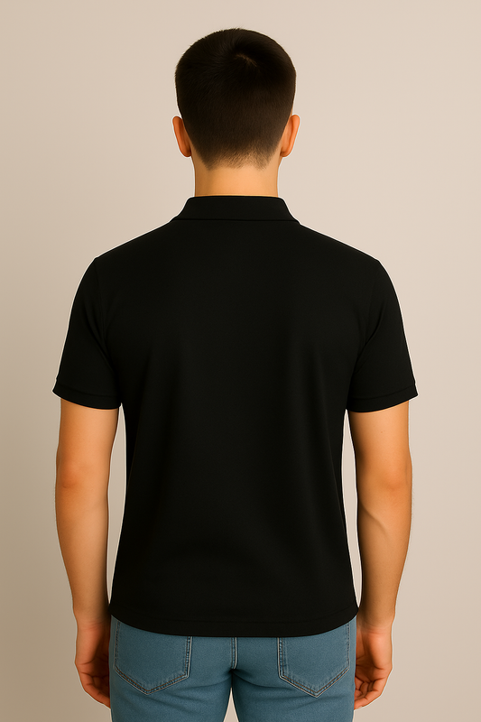 Black Cotton Matty Polo T-shirt