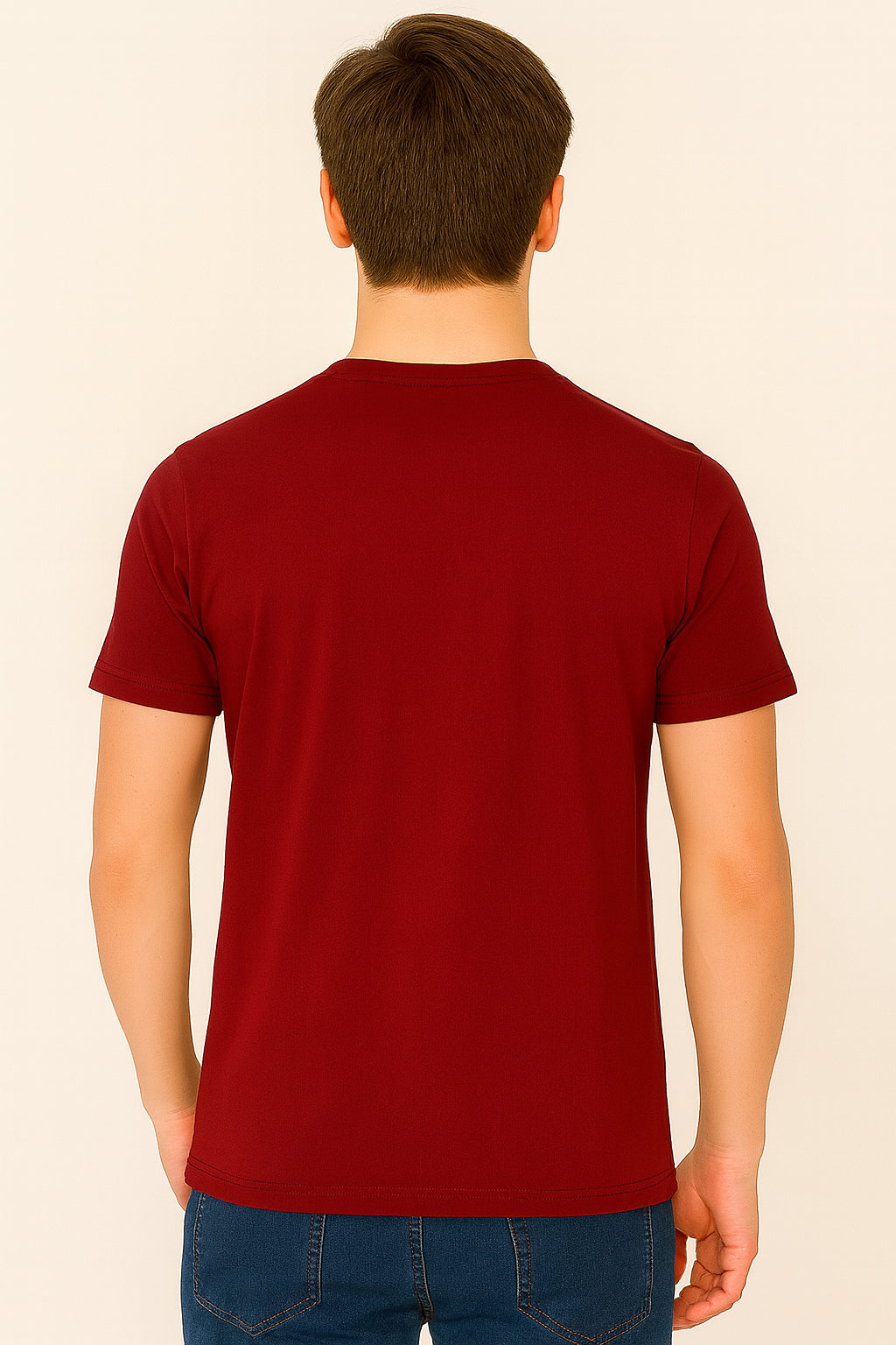 Maroon Cotton Hosiery Round Neck T-shirt