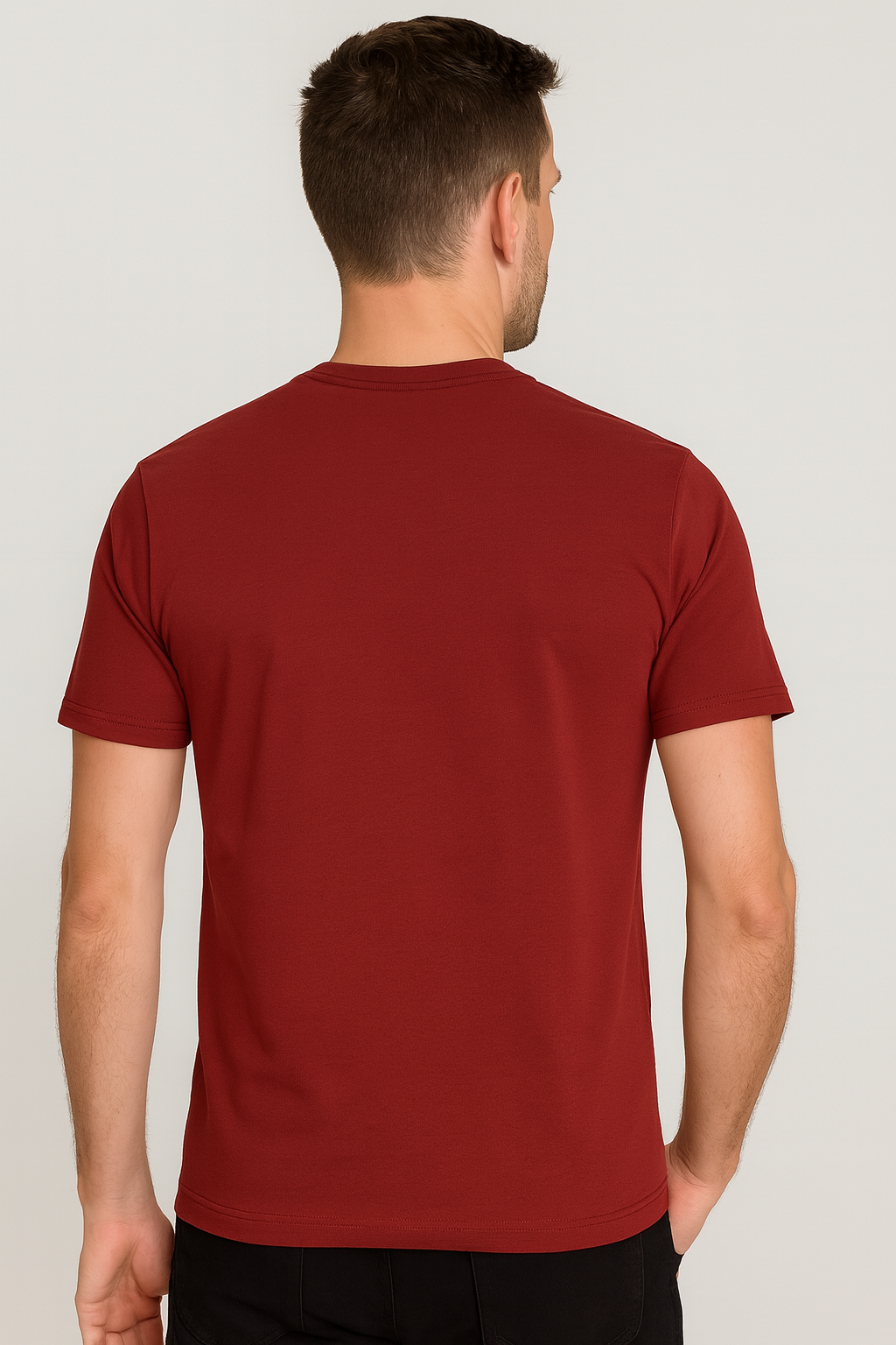 Maroon cotton hosiery printed Round Neck T-shirt
