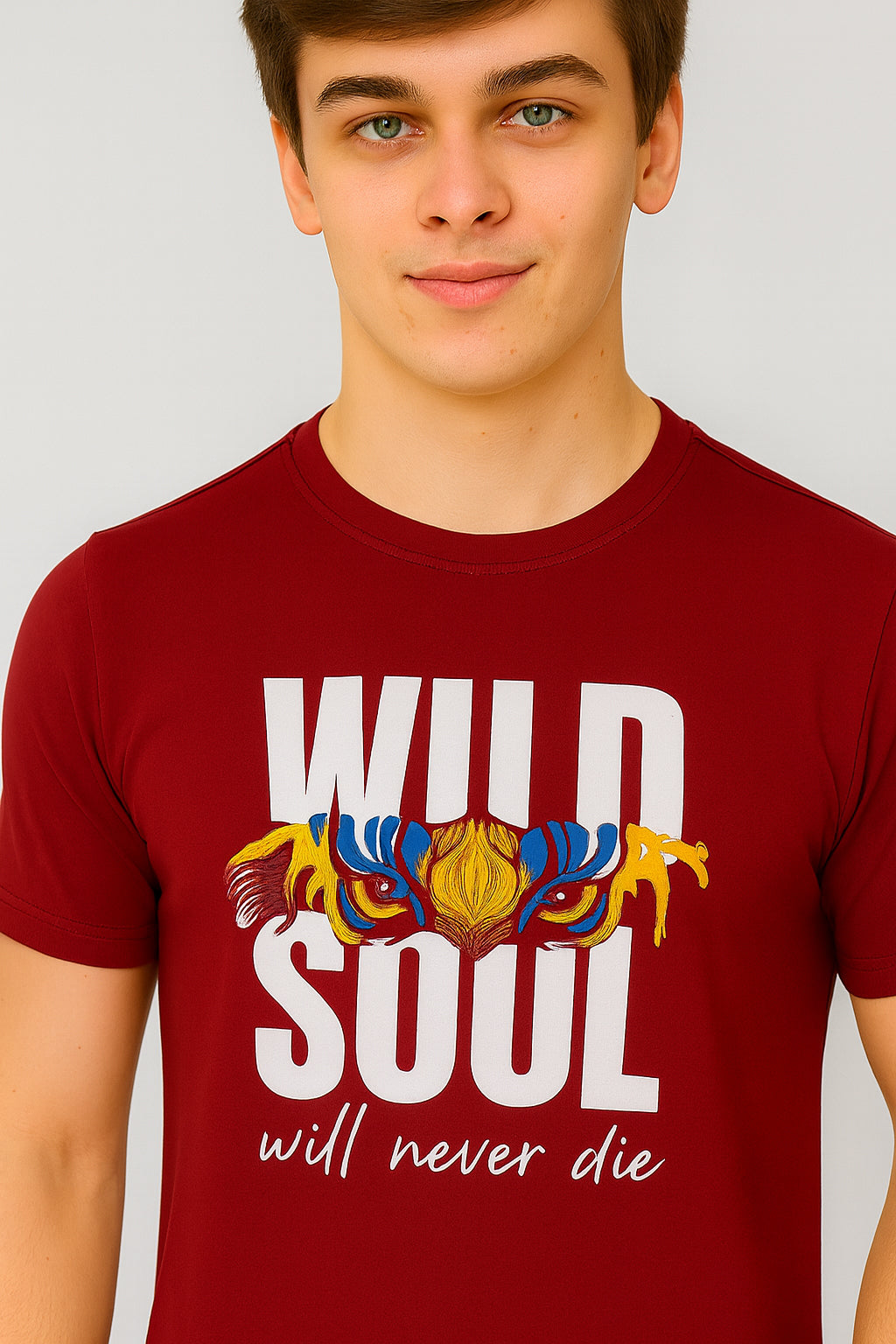 Maroon Cotton Hosiery Round Neck T-shirt