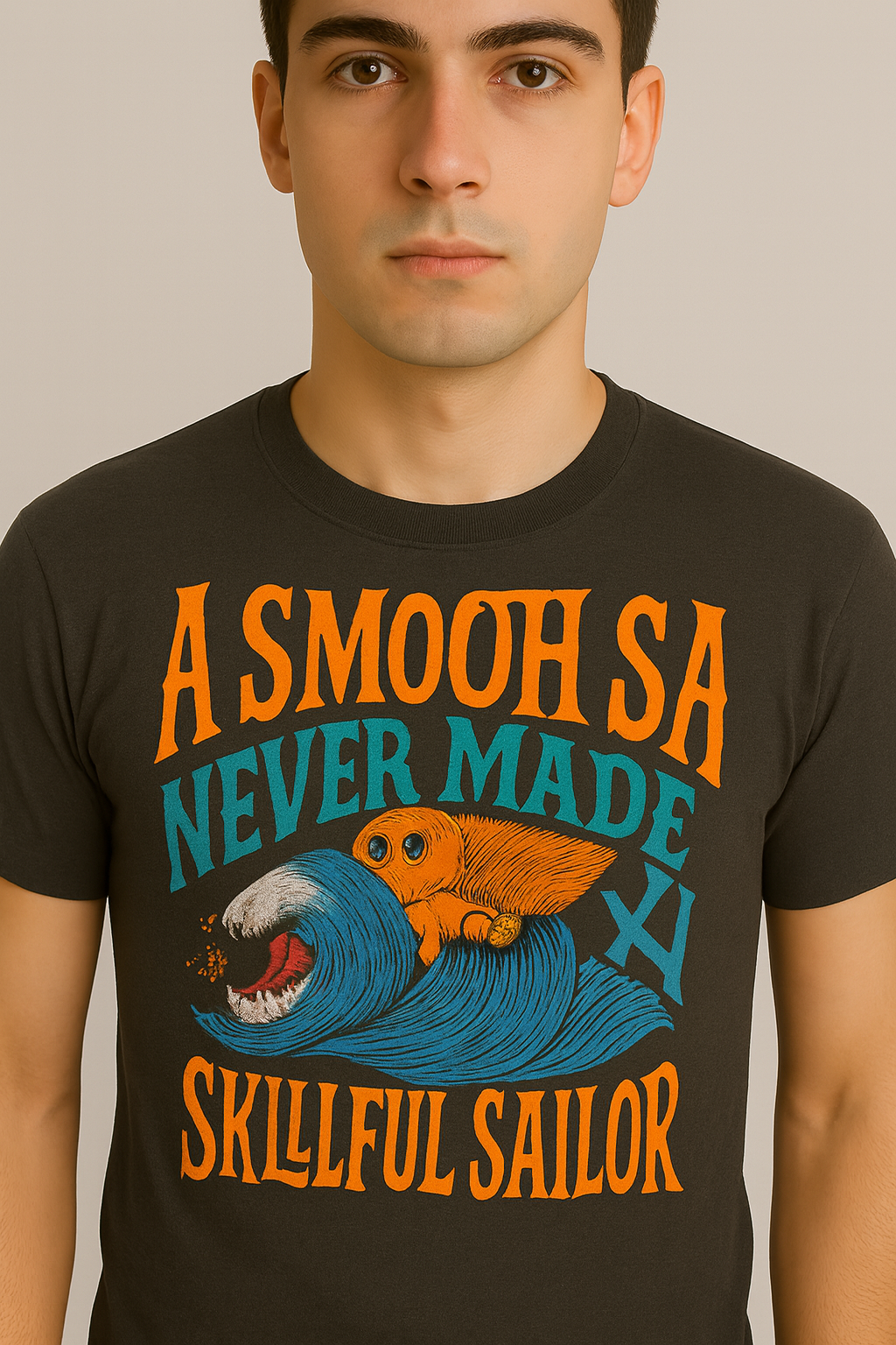 Grey cotton matty printed Round Neck T-shirt