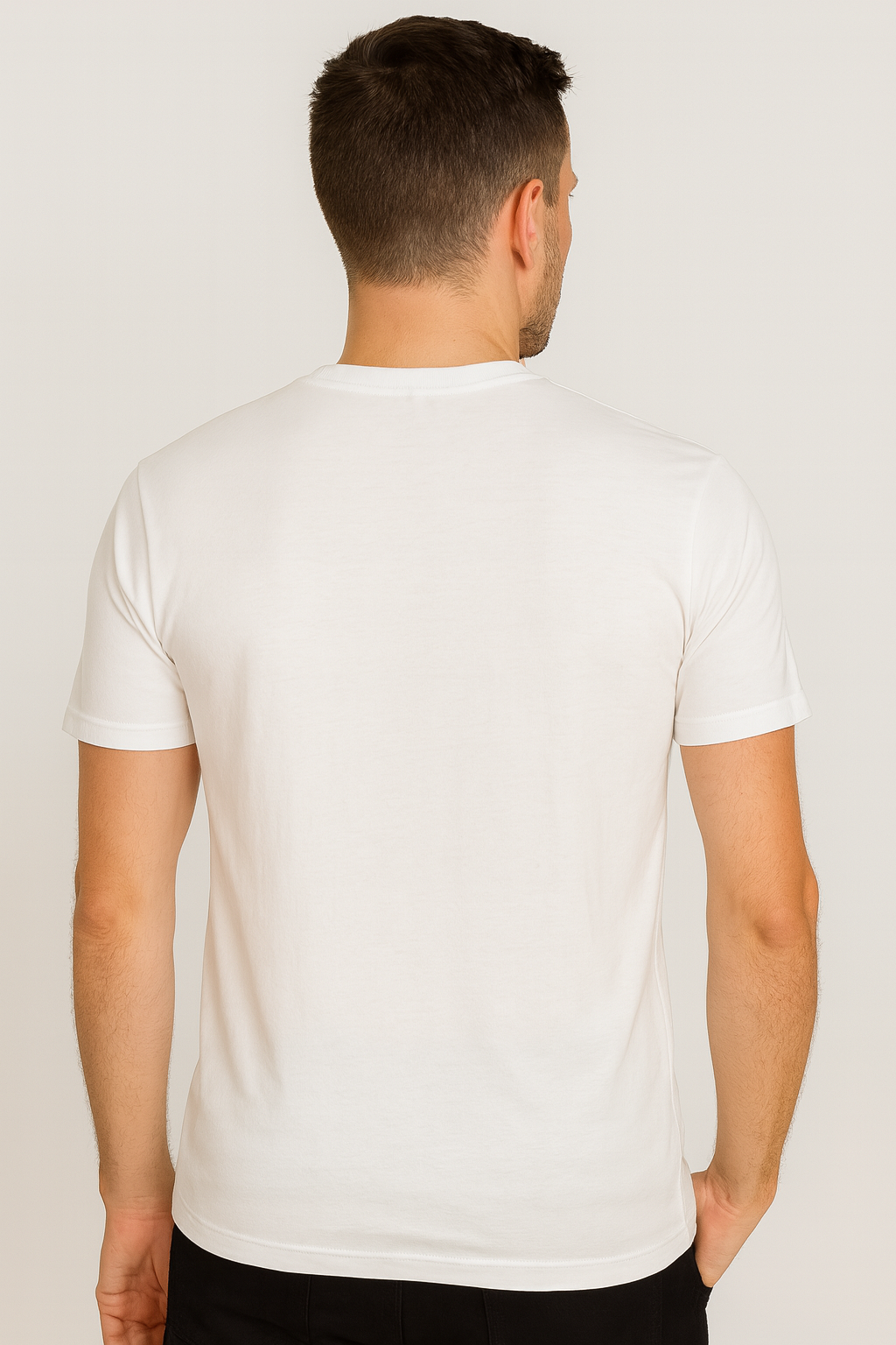 White cotton hosiery printed Round Neck T-shirt