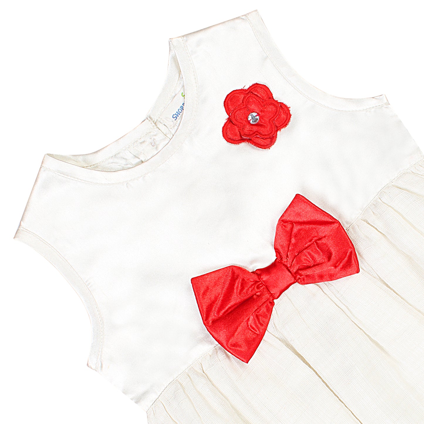 SHOPPERTREE Satin & Cotton Party Dress – Elegant White