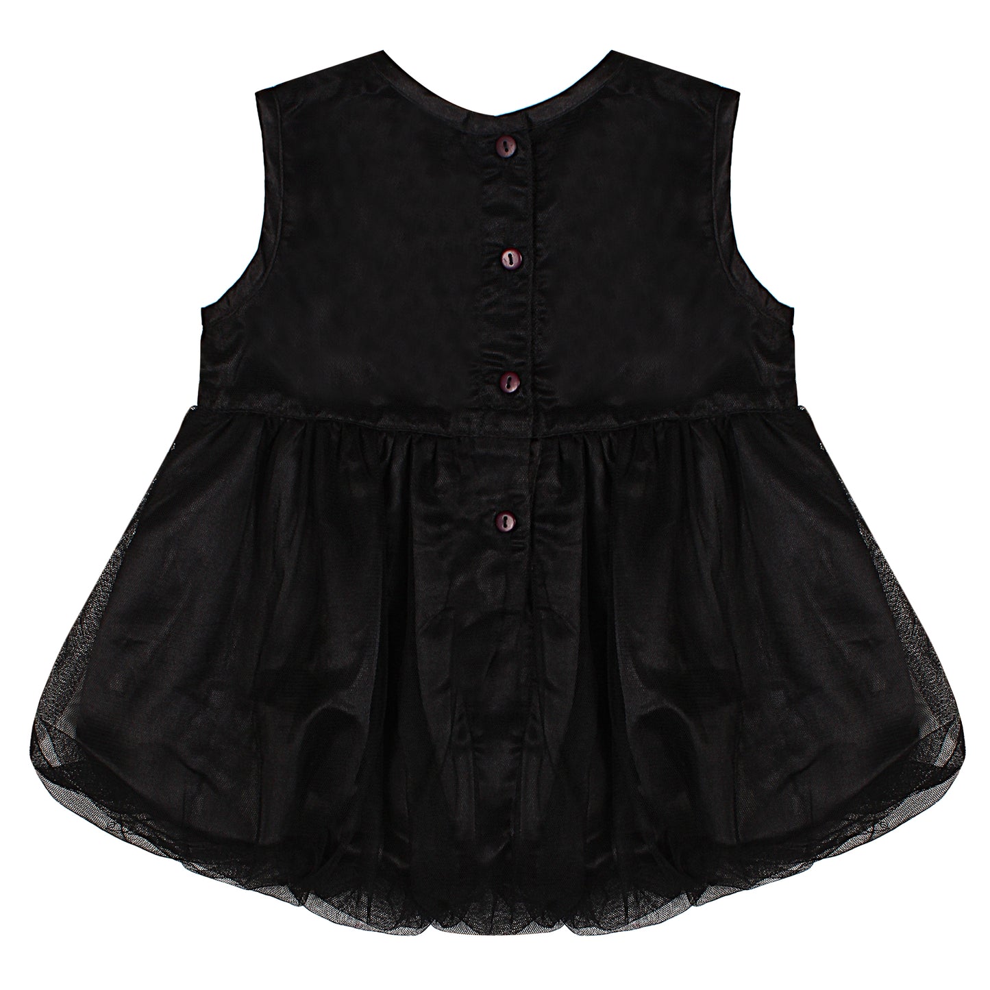 SHOPPERTREE Black Satin & Net Party Dress- Black