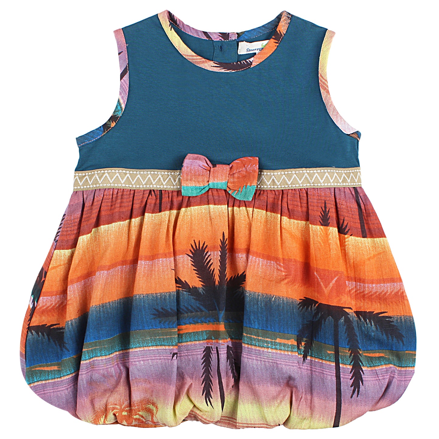 Shoppertree Beach Print Trendy Balloon Dress