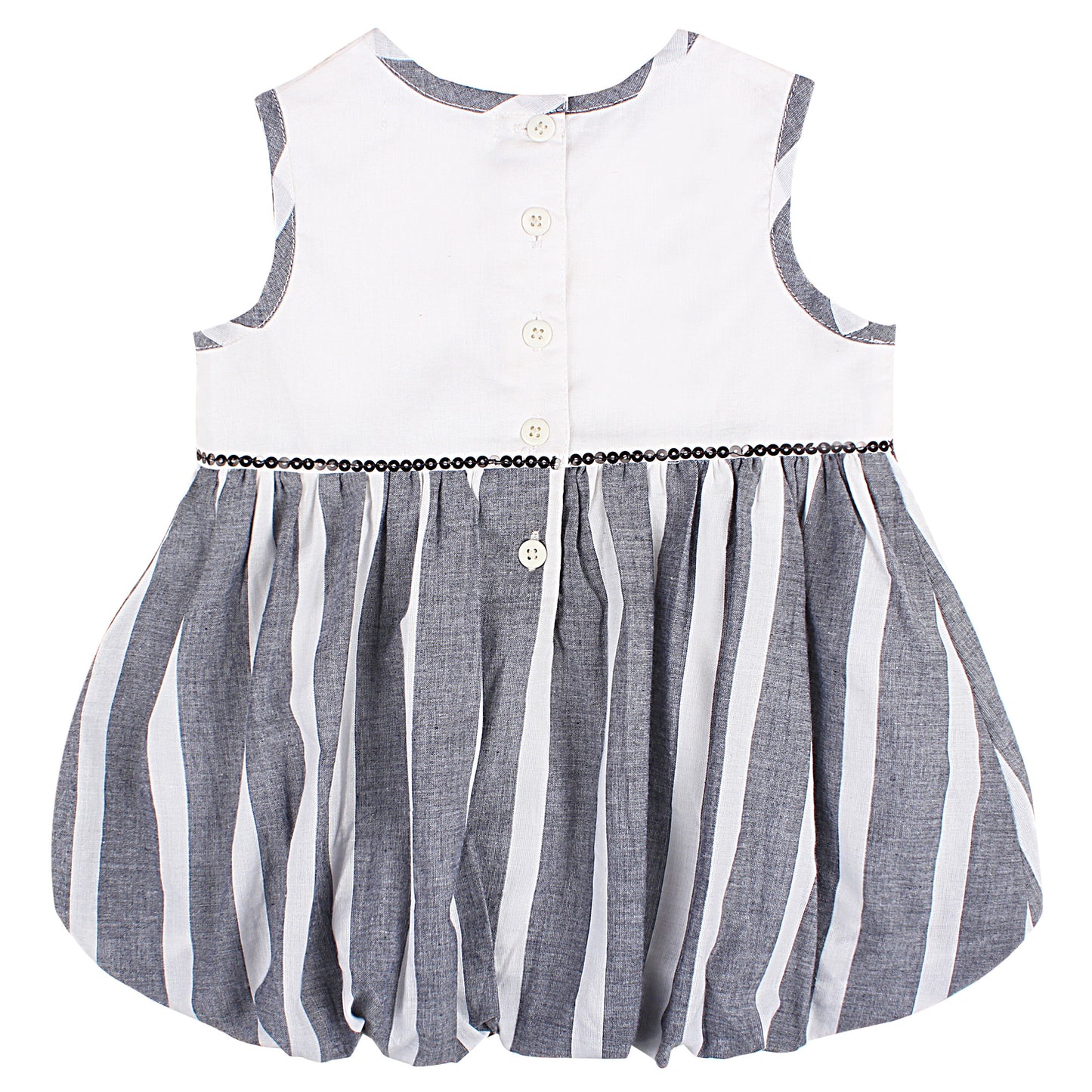 Shoppertree White & Grey Striped Balloon Dress