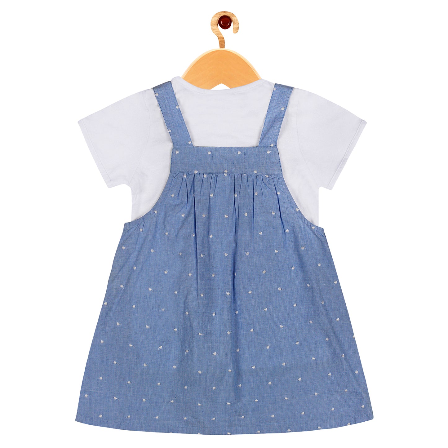 Trend Light Blue Embroidered Dungaree With Cotton Hosiery T-shirt