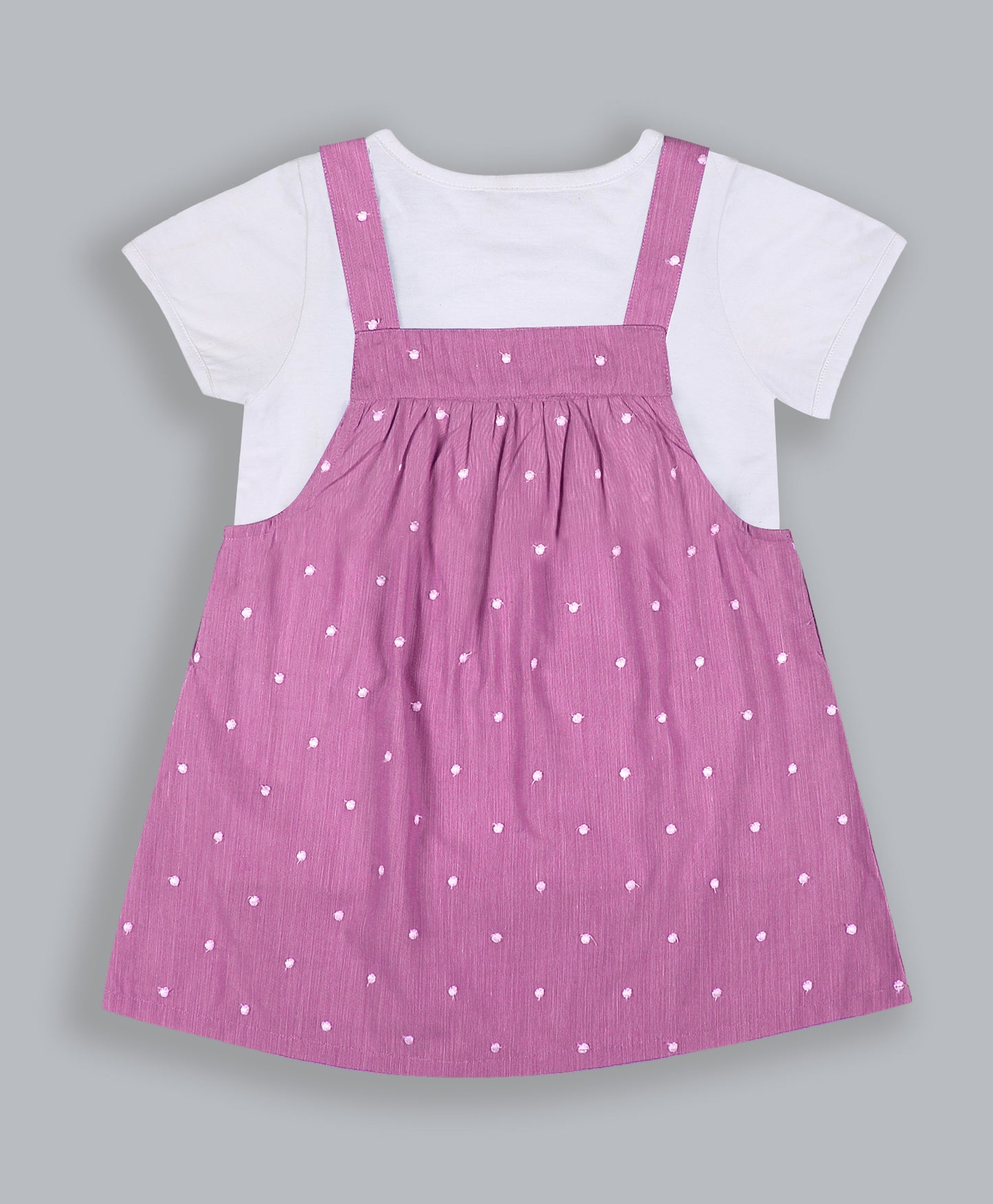 Shoppertree Pink Embroidered Dungaree set for girl's