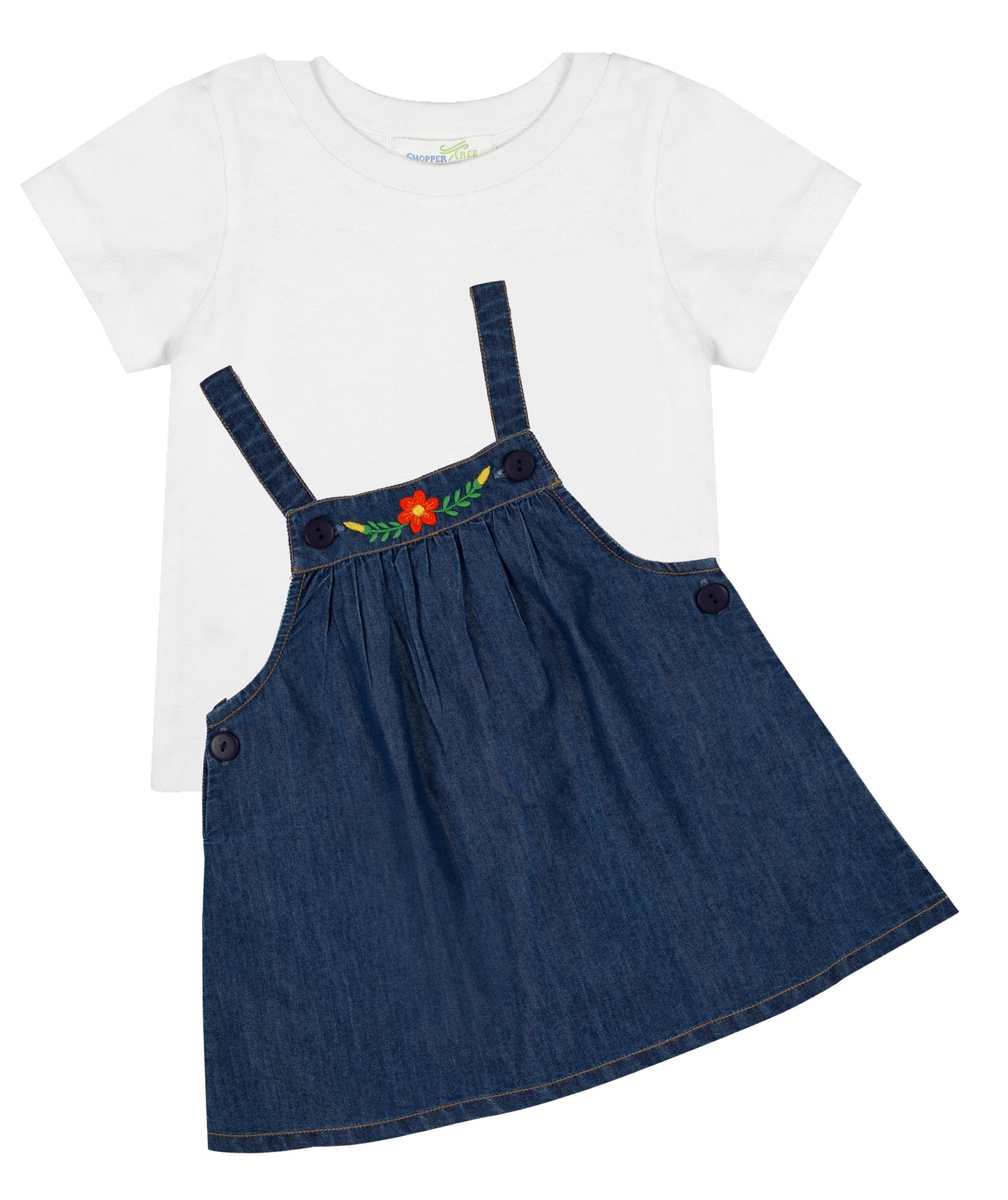 Shoppertree Blue Denim Dungaree With Cotton Hosiery T-shirt