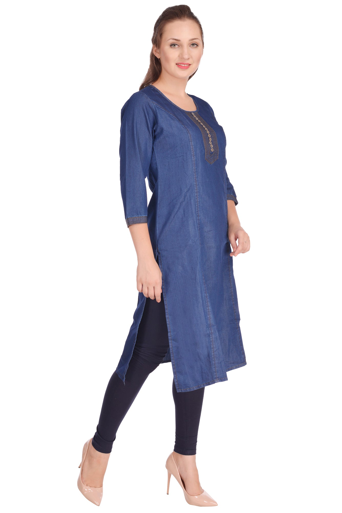 Shoppertree Blue Denim Kurta for Woman