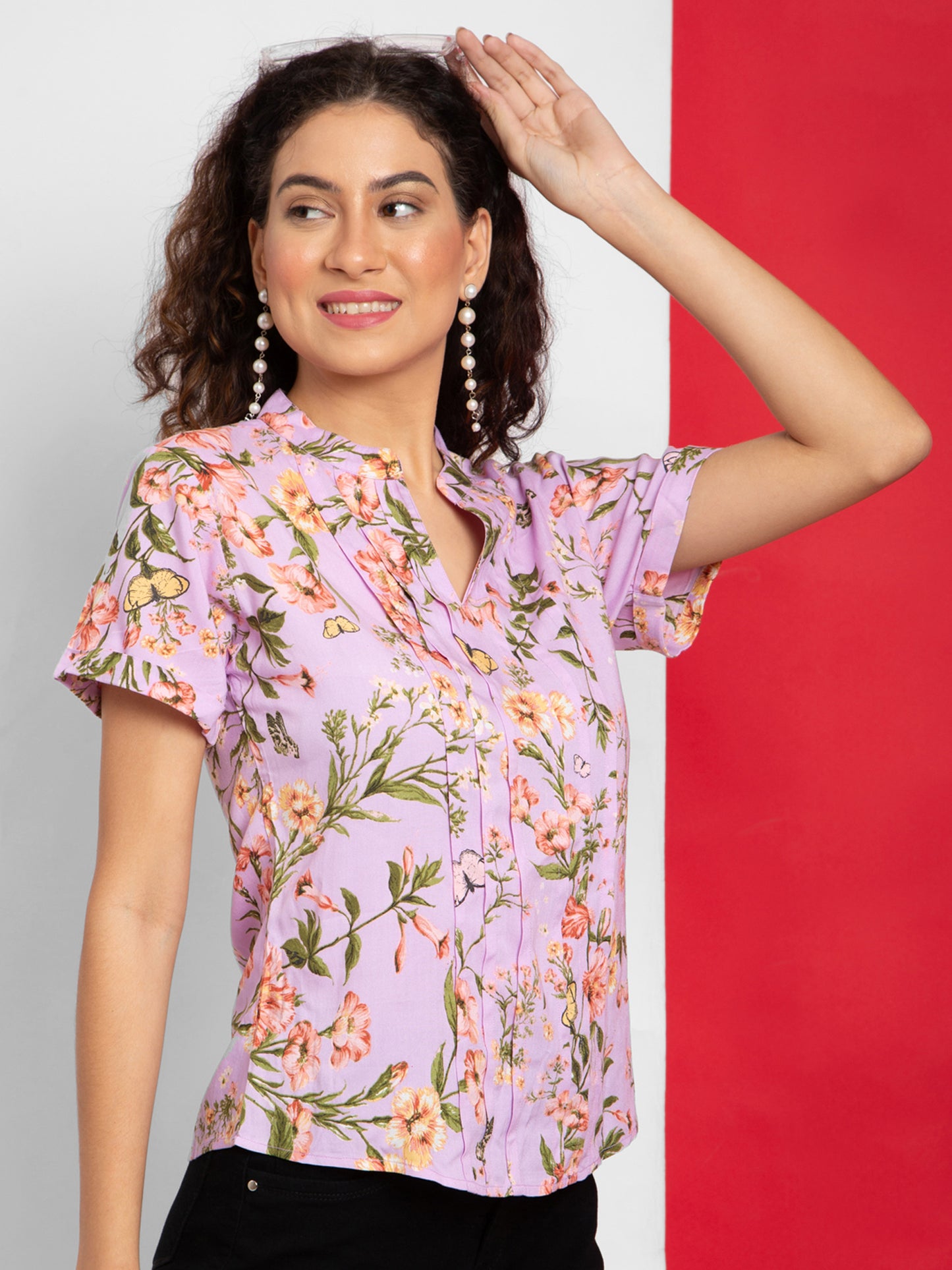 Shoppertree Rayon Multicolor Printed Top