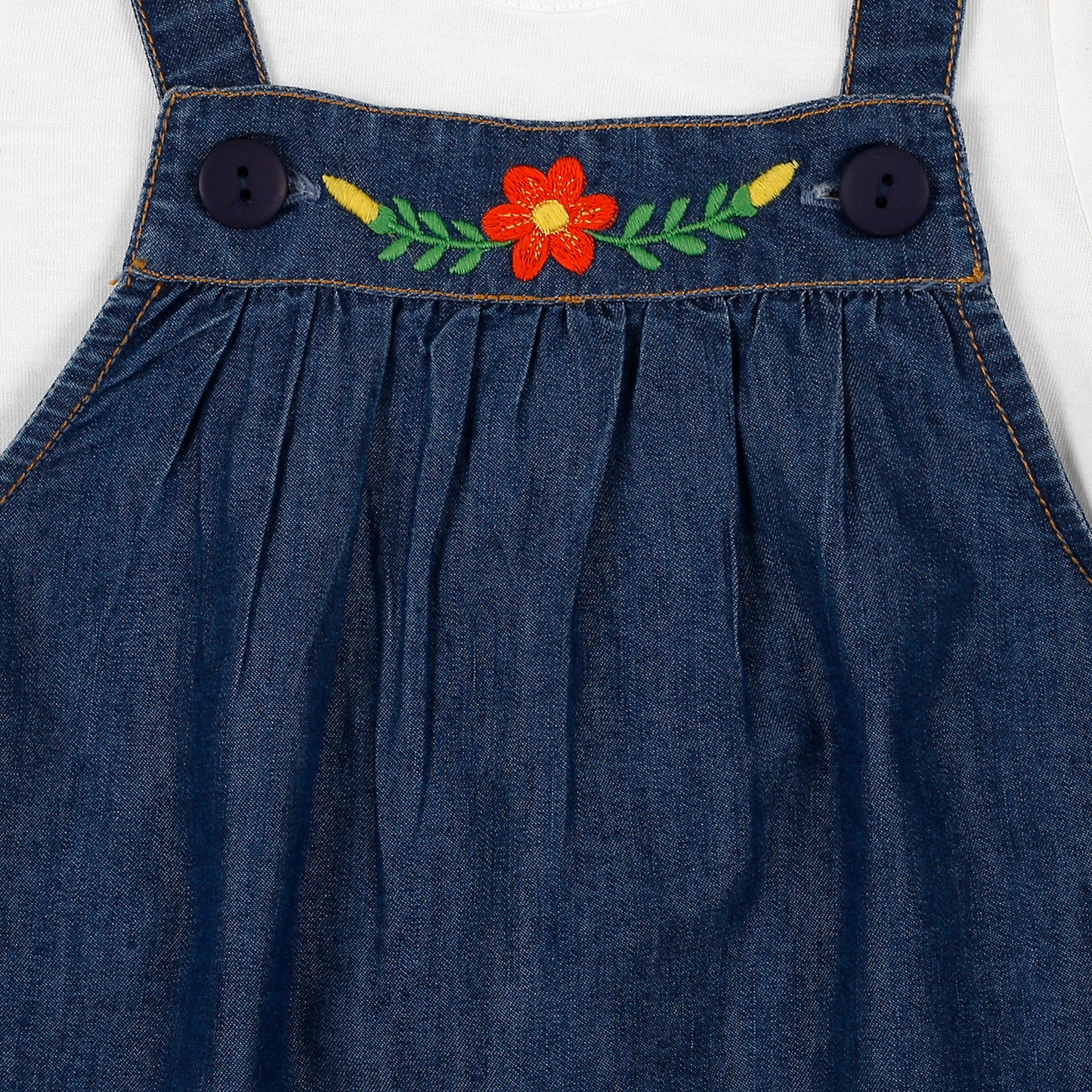 Shoppertree Blue Denim Dungaree With Cotton Hosiery T-shirt