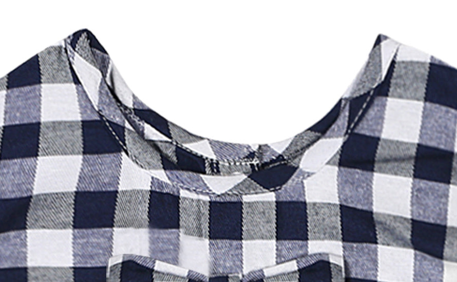 Shoppertree Navy Blue Checkered A-line dress
