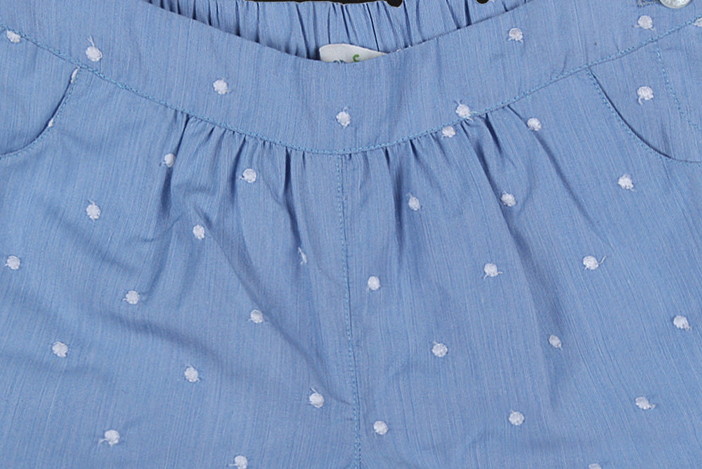 Shoppertree Light Blue Embroidered T-shirt and Short set