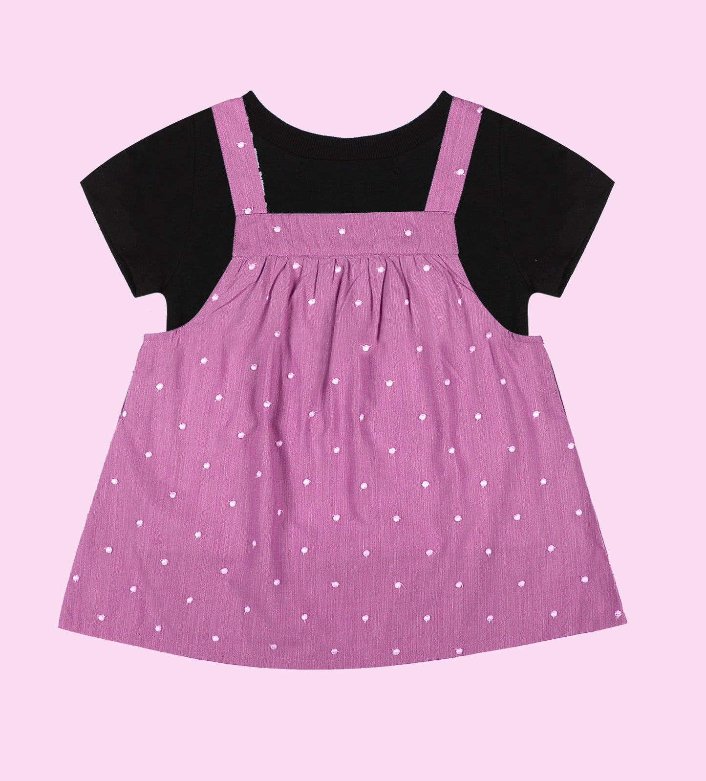 Shoppertree Light Pink Embroidered T-shirt and Dungaree set