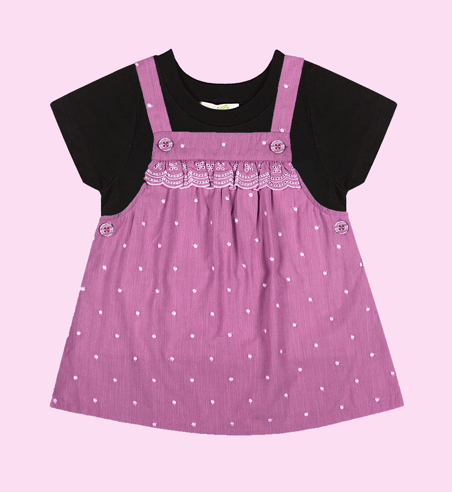 Shoppertree Light Pink Embroidered T-shirt and Dungaree set