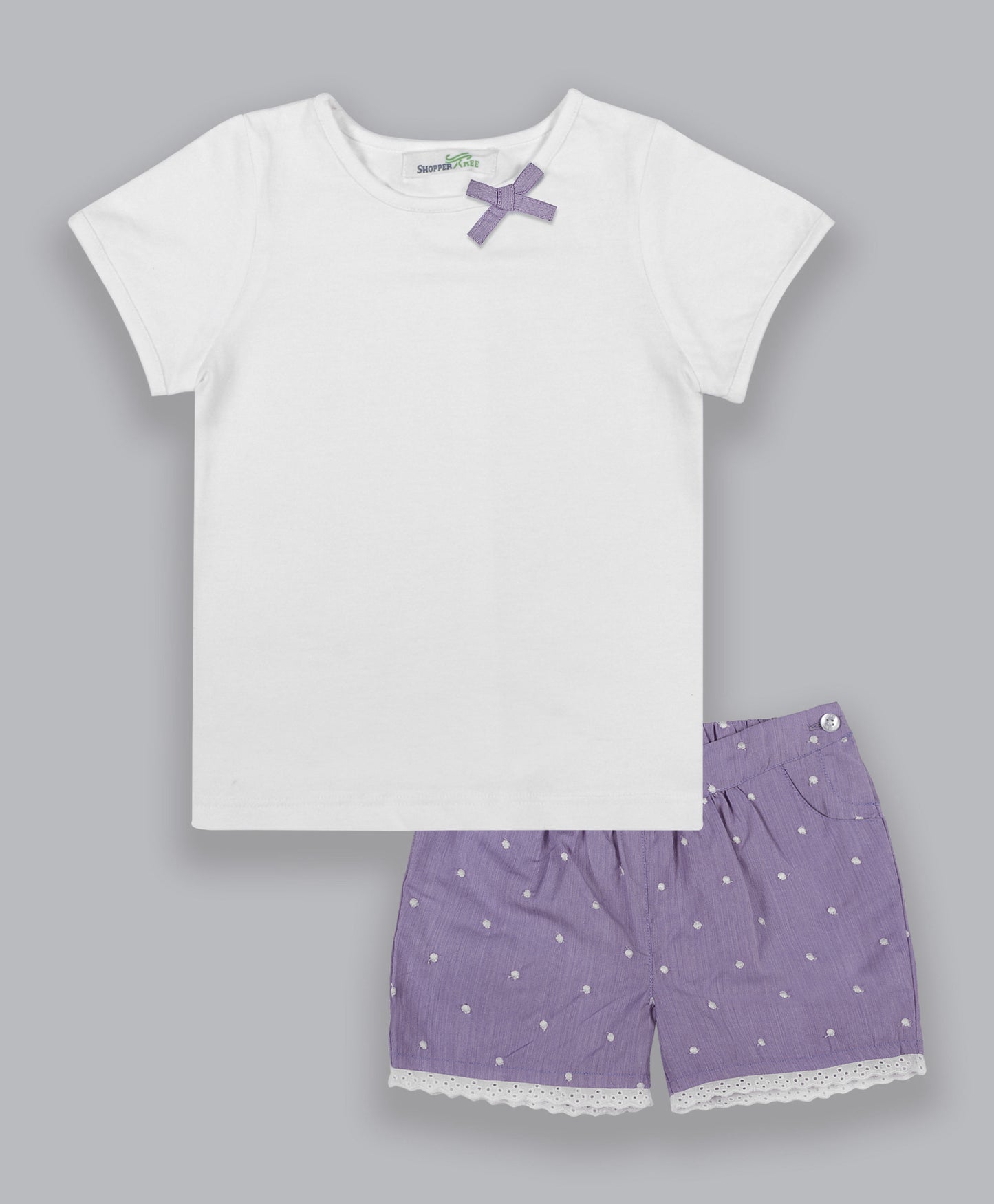 Shoppertree Purple Emboidered Dungree set for girl's