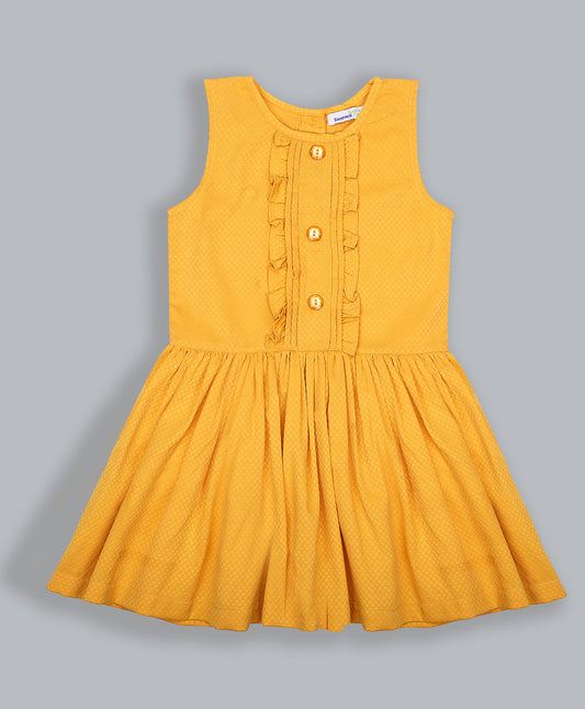Shoppertree yellow solid dress for girl's