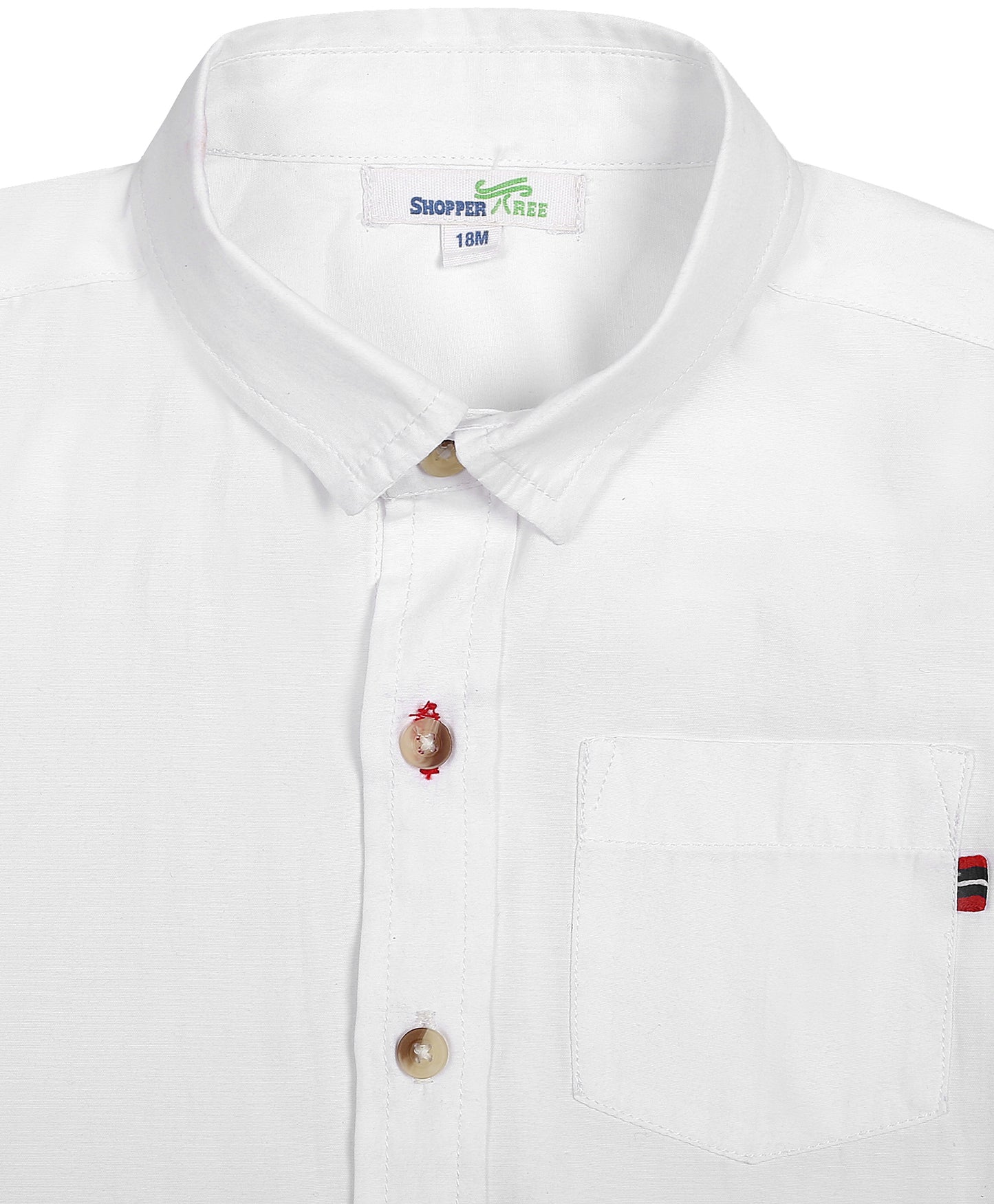 White Shirt with Contrast Buttons.