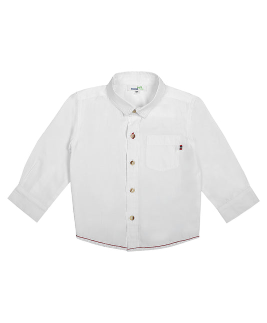 White Shirt with Contrast Buttons.