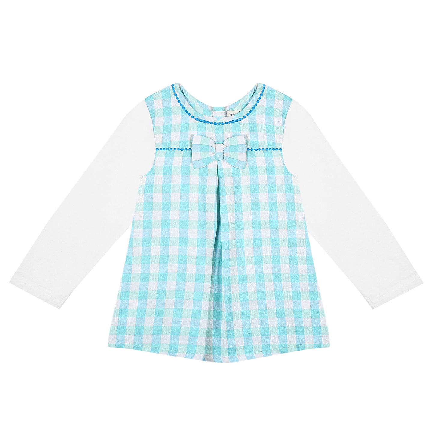 Shoppertree Checkered Sea green Cotton A-line Dress