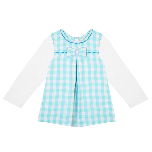 Shoppertree Checkered Sea green Cotton A-line Dress