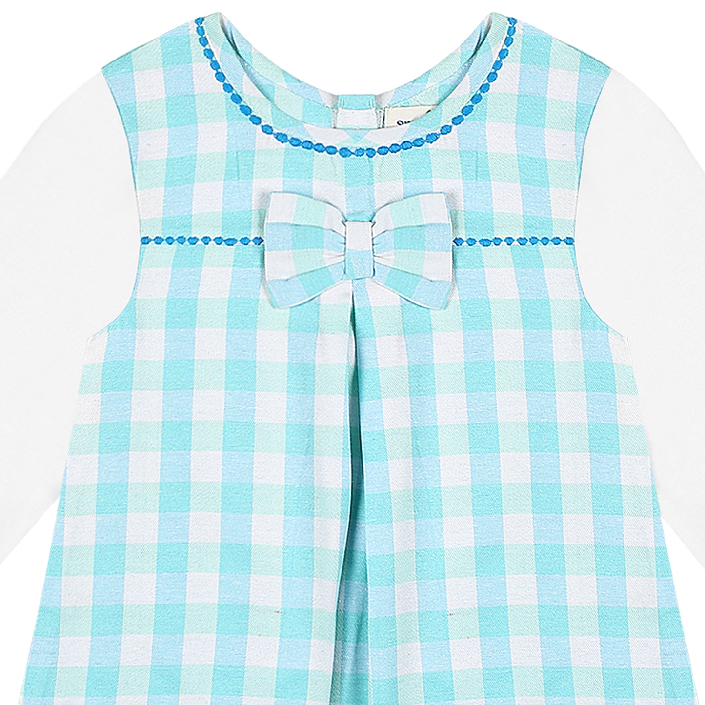 Shoppertree Checkered Sea green Cotton A-line Dress