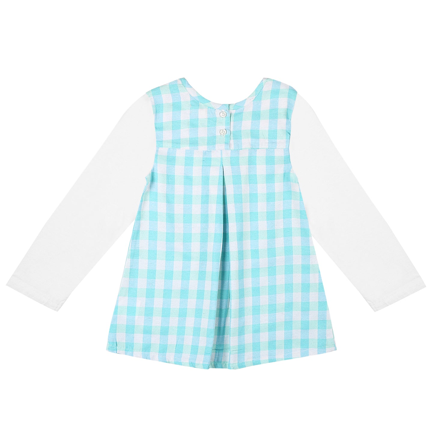 Shoppertree Checkered Sea green Cotton A-line Dress