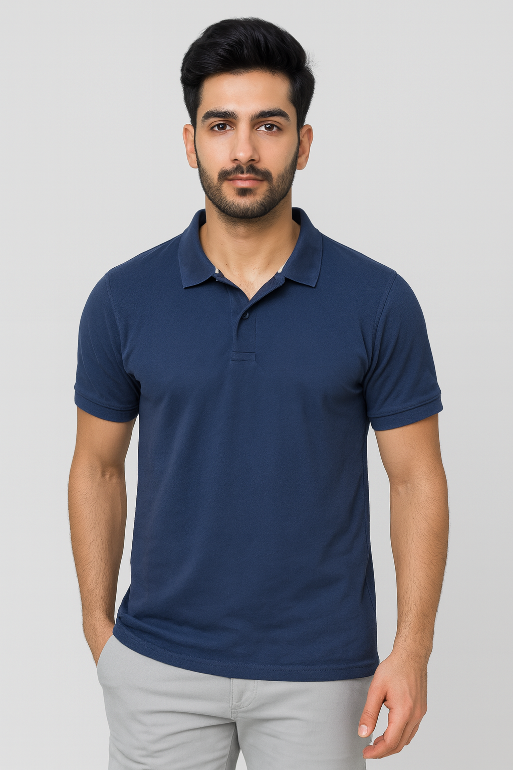 Cotton Matty Polo T-shirt- Navy Blue