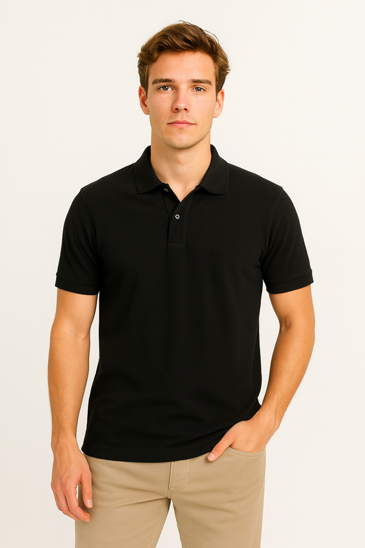 Cotton Matty Polo T-shirt- Black