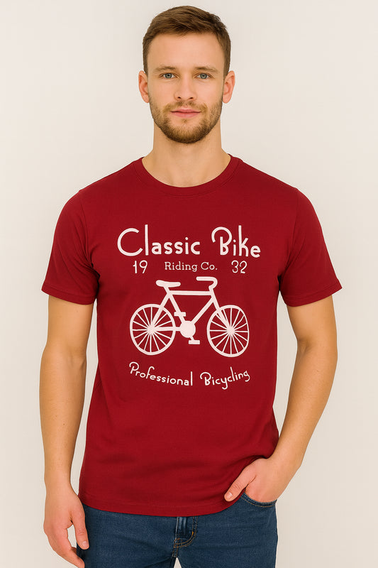 Maroon Cotton Hosiery Round Neck T-shirt