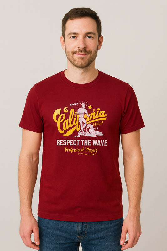 Maroon Cotton Hosiery Round Neck T-shirt