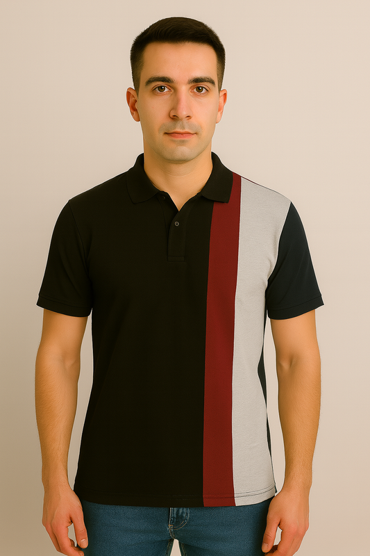 Black Cotton Matty Polo T-shirt