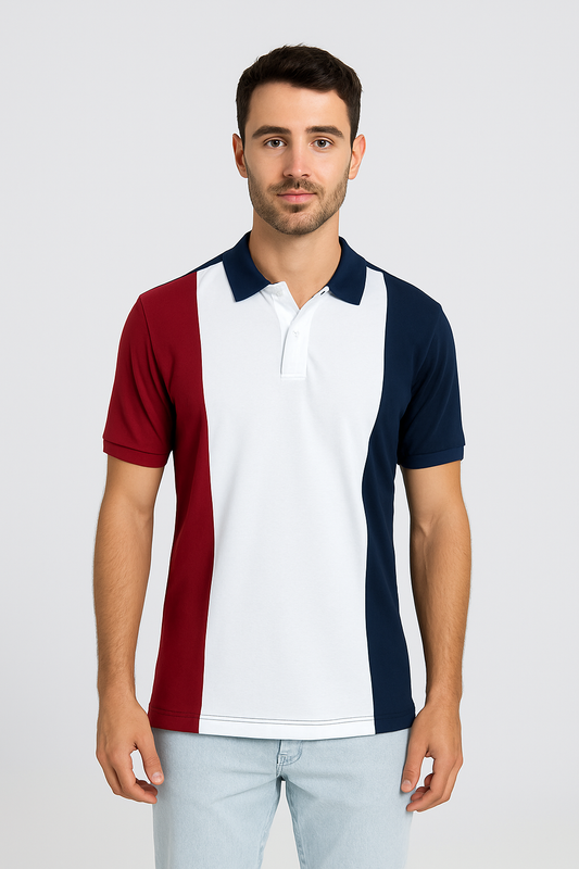 The white front panel Cotton Matty Polo T-shirt