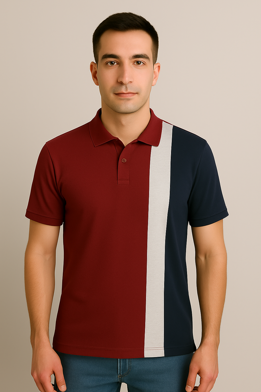 Maroon Cotton Matty Polo T-shirt