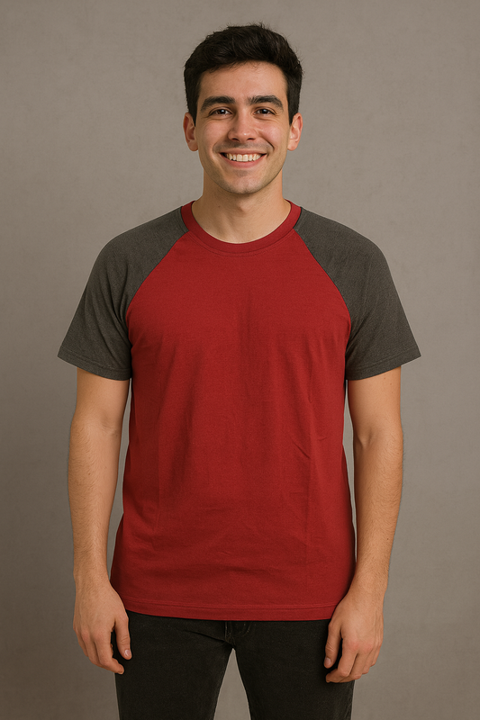 Cotton Round Neck T-shirt- Maroon