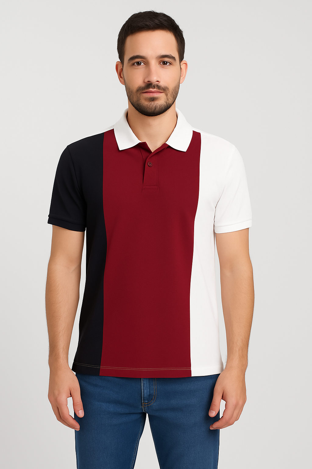 The tri-color cotton matty polo T-shirt