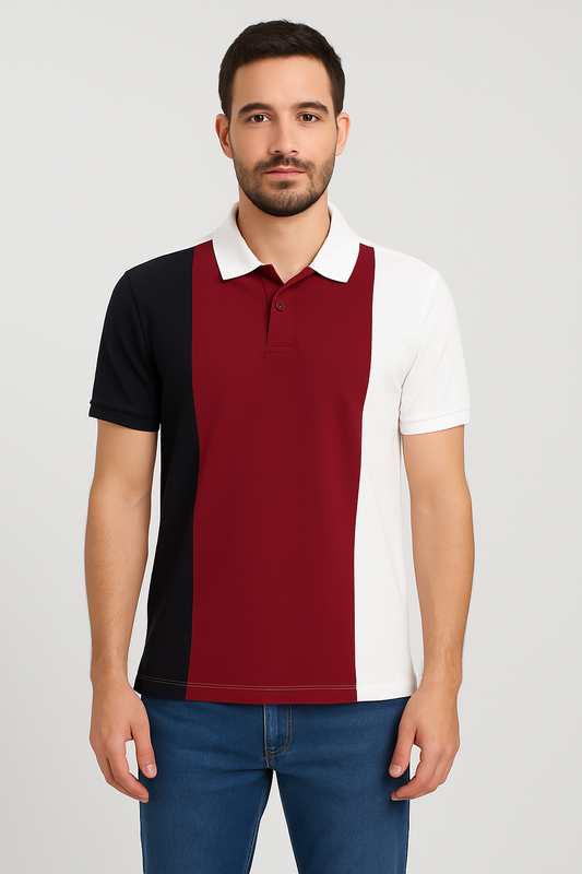 The tri-color cotton matty polo T-shirt