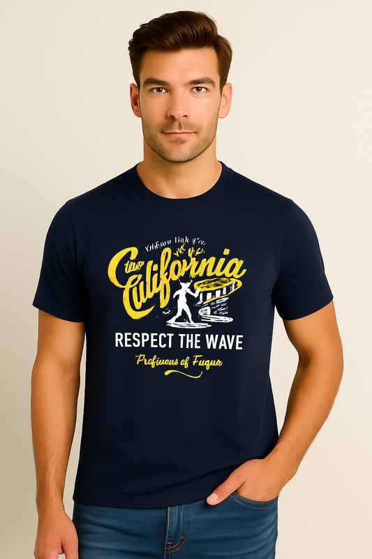 Navy-Blue  Cotton Hosiery Round Neck T-shirt