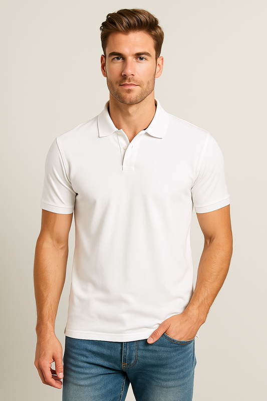 Cotton Matty Polo T-shirt- White